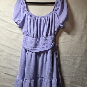 Lavender Puff Sleeve Mini Dress